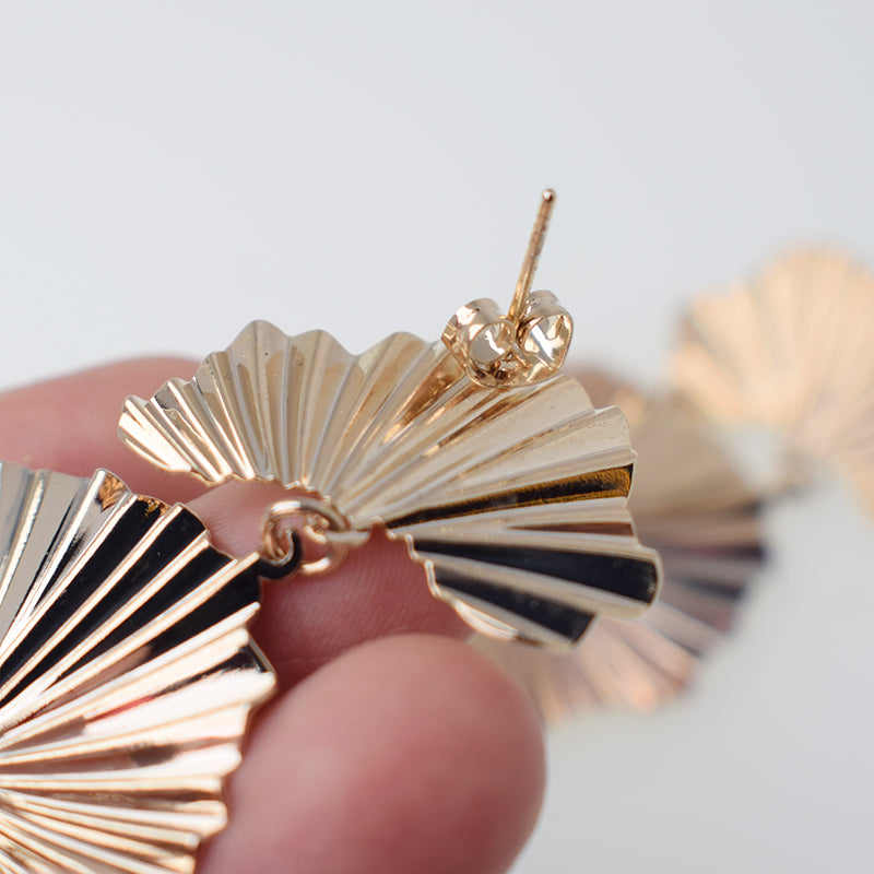 Aretes De Poste Relieve Arpa Dorado Sirene Rose Joyas