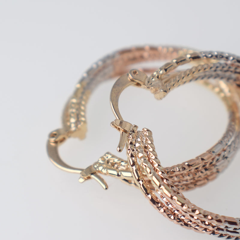 Aretes Hilos Tipo Candonga Diametro 30mm - Baño Oro 18K