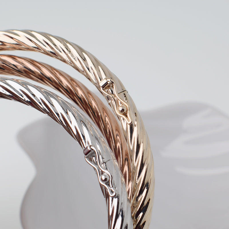 Trio de Pulseras Grosor 6mm Tres Oros - Baño 18K