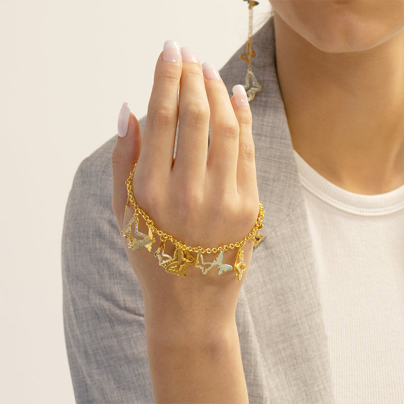 Pulsera Mariposa Vuela Alto Con Circones Dorado Sirene Rose