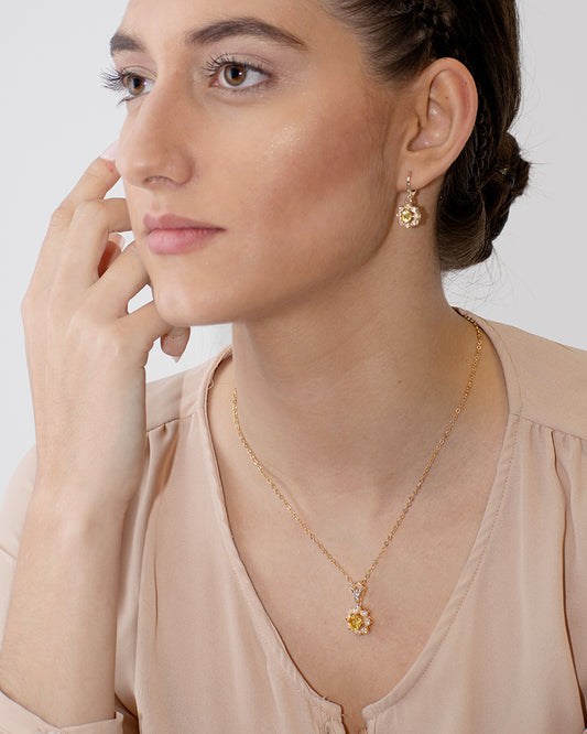 Conjunto Persia con Circones Verde y Translucido - Baño Oro 18K