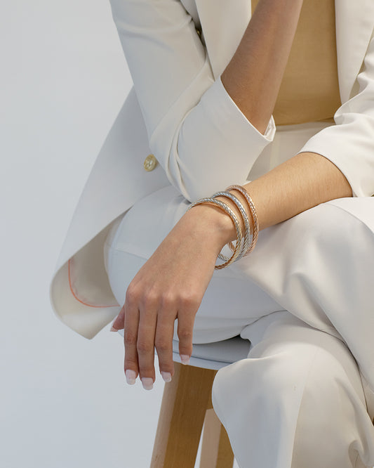 Trio de Pulseras Grosor 6mm Tres Oros - Baño 18K