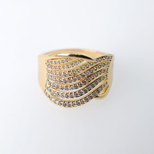 Anillo Tripoli con Circones Translucidos - Baño Oro 18K