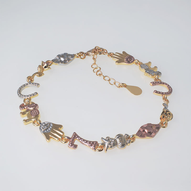 Pulsera Esclava Diseño Amuleto De La Suerte Dorado Sirene Rose