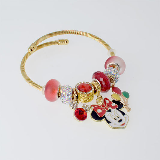Pulsera Charms Roja Minnie - Acero