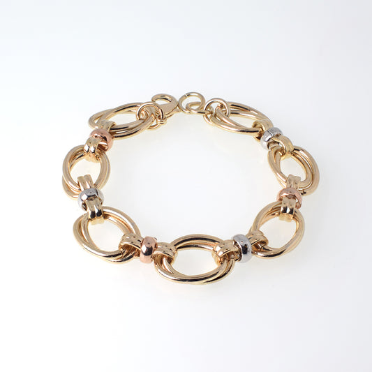 Pulsera Ovalos Entorchados Tono Tres Oros