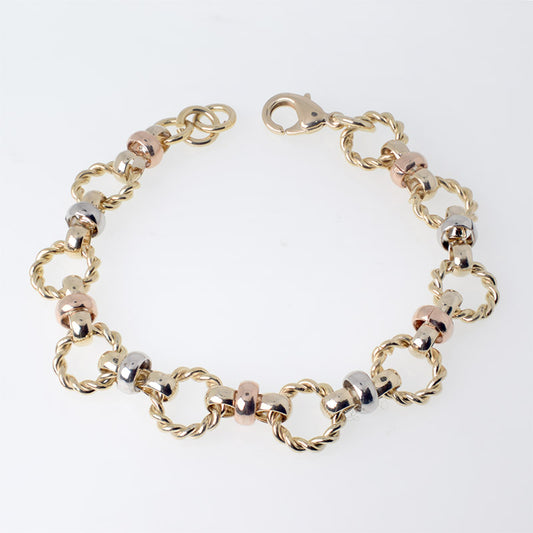 Pulsera Triada de Oro Brillante - Baño oro 18K
