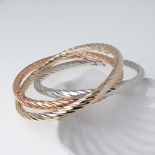 Trio de Pulseras Grosor 6mm Tres Oros - Baño 18K