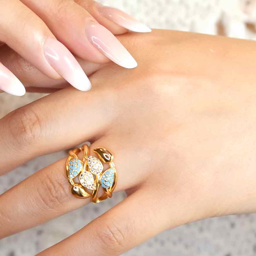Anillo Doha con Circones - Baño en Oro 18k