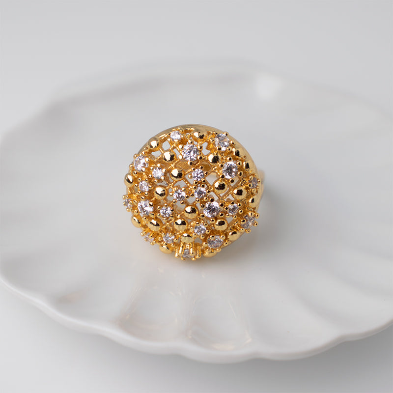 Anillo Persepolis Circones Translucidos Dorado Sirene Rose Joyas