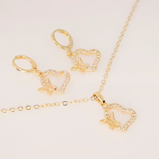 Conjunto Posa en mi Corazón - Baño Oro 18K