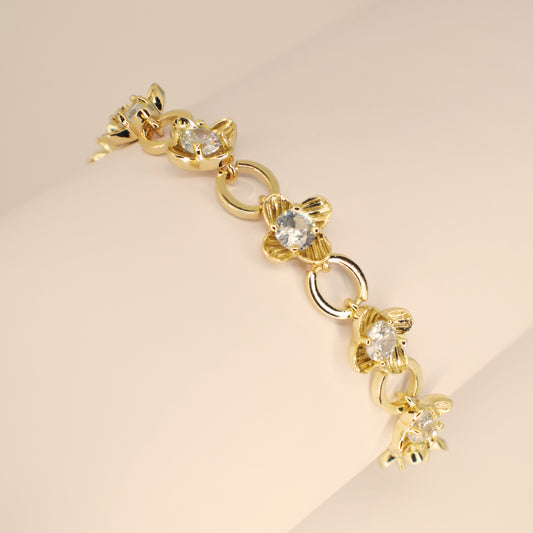 Pulsera Floral Zircon Concentrico - Baño 18K