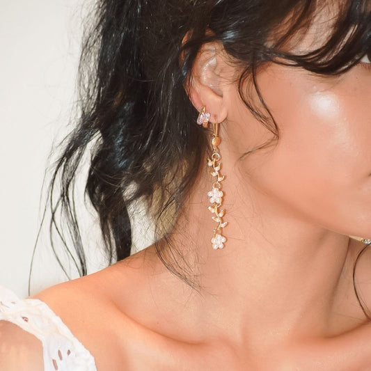 Pulsera Margarita Floral Perlas - Baño Oro 18K