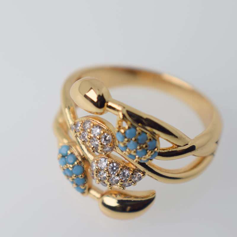 Anillo Doha con Circones - Baño en Oro 18k