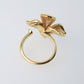 Anillo Flor Orgánica con Zircones - Baño Oro 18K