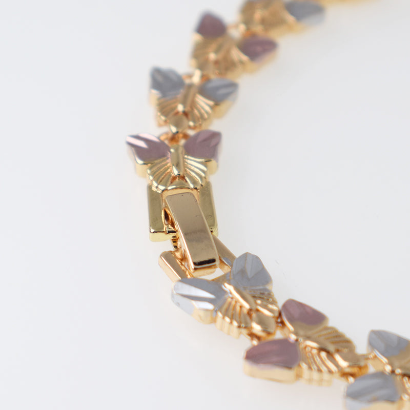 Pulsera Diseño Mariposa Tono Tres Oros Dorado Sirene Rose
