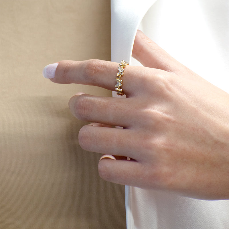 Anillo Vuelo de Mariposas Circones  - Baño Oro 18K