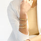 Brazalete Pulsera Tejido Cruzado Esferas Dorado Sirene Rose