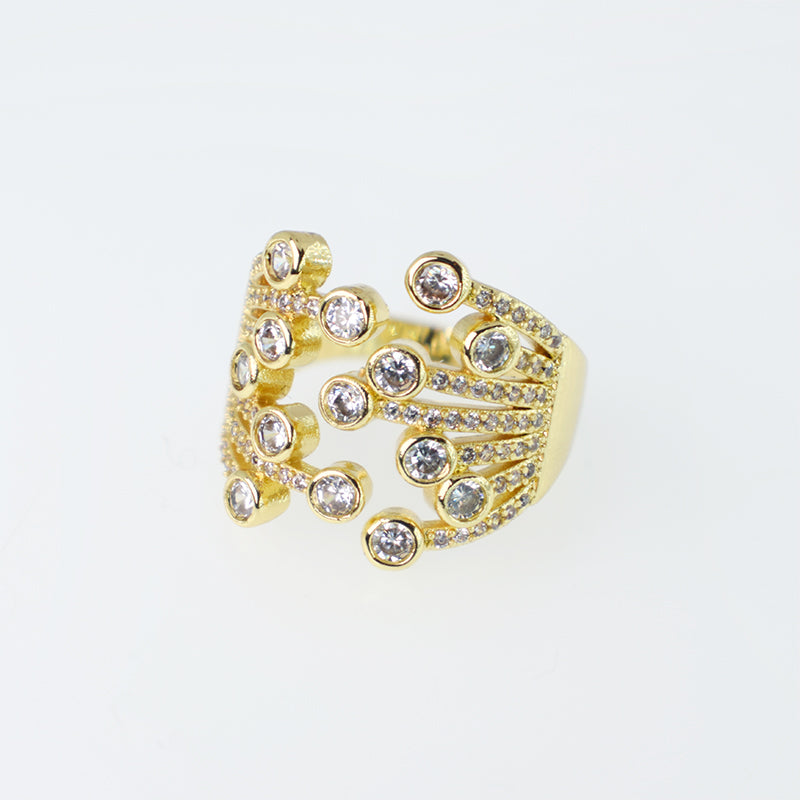 Anillo Fortaleza con Circones - Baño Oro 18K