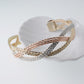 Brazalete Pulsera  Entrelazado 3 Hilos Grosor 13mm Tres Oros - Baño 18K