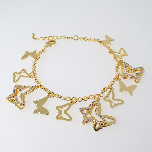 Pulsera Mariposa Vuela Alto Con Circones Dorado Sirene Rose