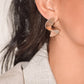 Aretes de Poste Relieve Abanico Ondulado  - Baño Oro 18K
