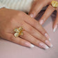Anillo Flor Orgánica con Zircones - Baño Oro 18K