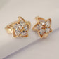 Aretes Floral con cristales Baño Oro 18K