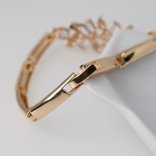 Pulsera Zircones Translucidos Tono Oro- Baño 18k