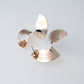Aretes de Poste Relieve Abanico Ondulado  - Baño Oro 18K