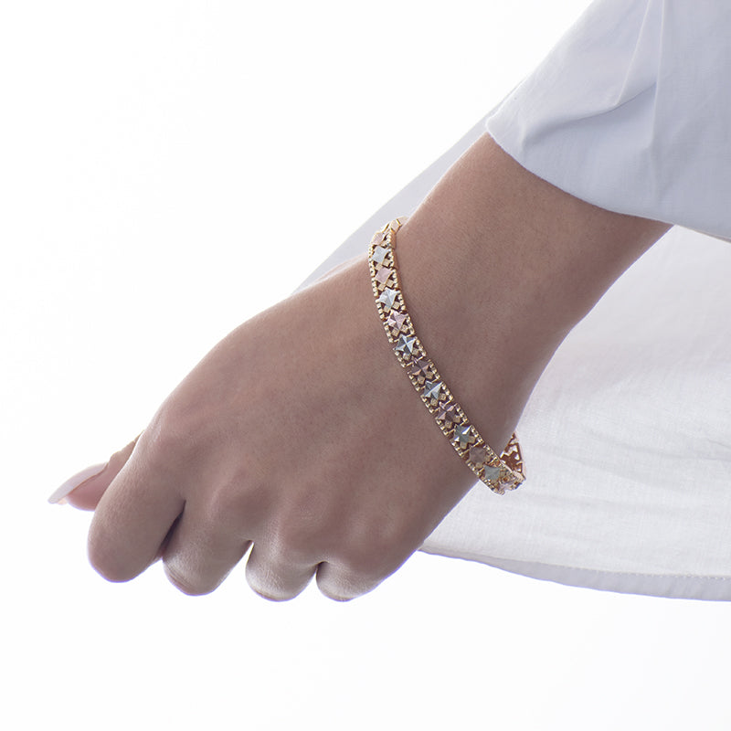 Pulsera Esclava Rombos Tono Tres Oros Sirene Rose