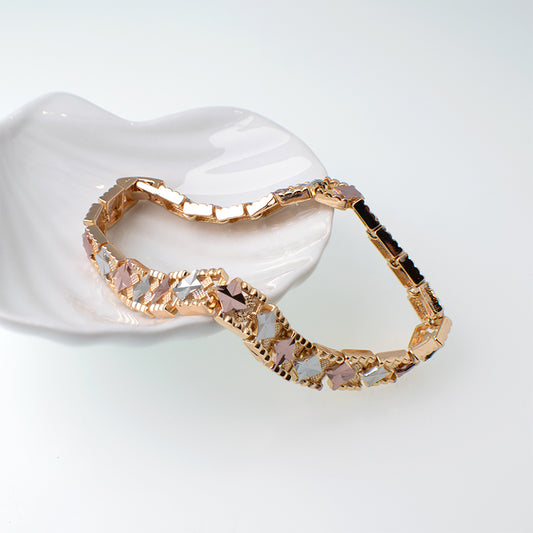 Pulsera Esclava Rombos Tono Tres Oros Sirene Rose