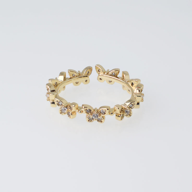 Anillo Vuelo de Mariposas Circones  - Baño Oro 18K