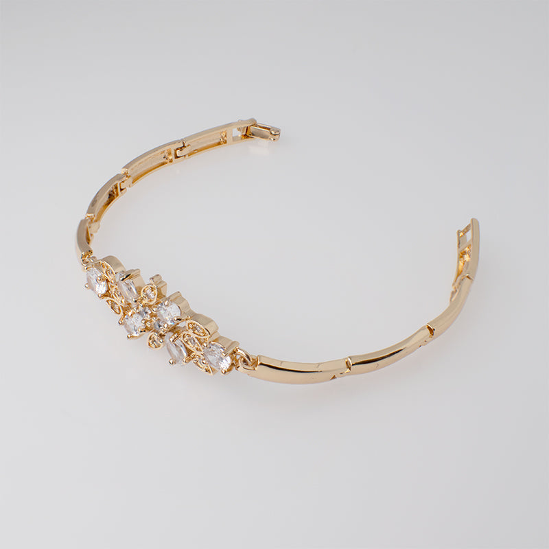Pulsera Zircones Translucidos Tono Oro- Baño 18k