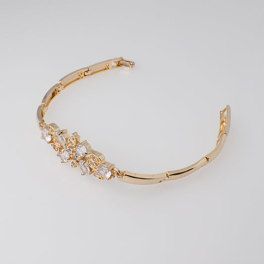 Pulsera Zircones Translucidos Tono Oro- Baño 18k