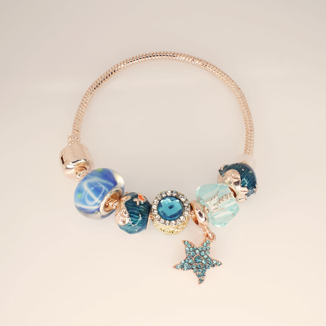Pulsera con Charms Estrella Azul - Acero