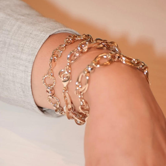Pulsera Triada de Oro Brillante - Baño oro 18K